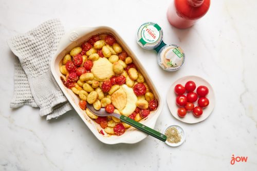 Crottin roti gnocchis et tomates cerises ambiance sponso copie